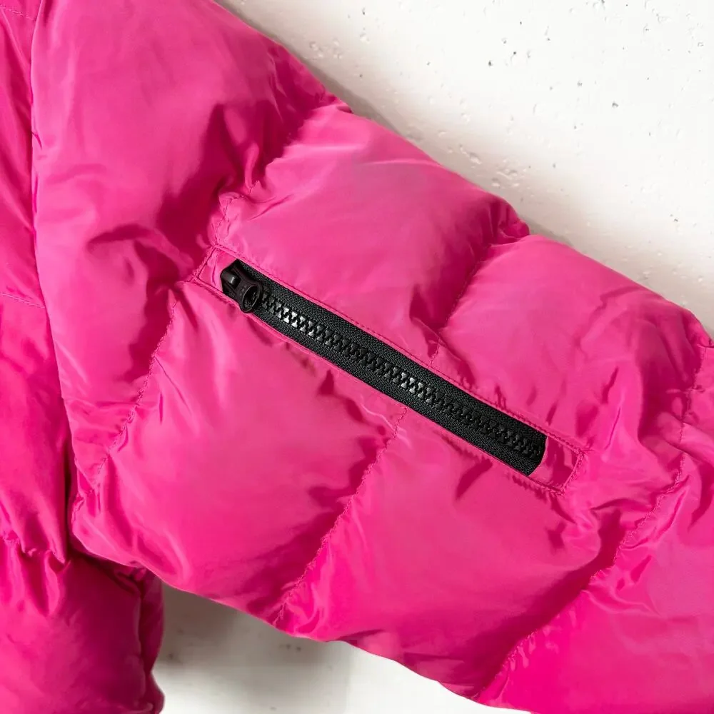 IVL Collective Puffer Jacket Pink Detachable Hood Zipper Pocket Size Medium